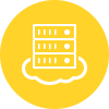Icon of a server resting on a cloud