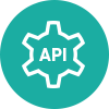 Symbol eines Zahnrads mit der Aufschrift "API"