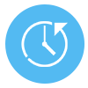 Icon of a clock surrounded by a counter-clockwise rotating arrow