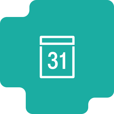 A calendar page with the number 31 on turquoise background