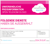 Open Telekom Cloud Konfigurator Angebot