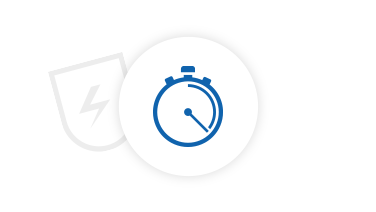 Icon of a stopwatch infront of a shield