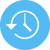 Icon of a clock surrounded by an arrow pointing counterclockwise.