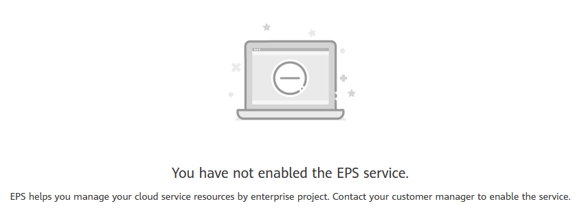 Screenshot with text You have not enabled the EPS service.