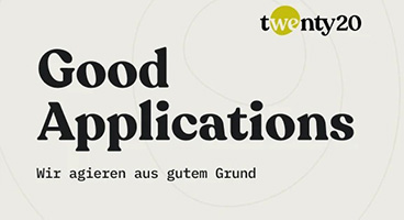 twenty20 logo mit Text „Good Applications – Wir agieren aus gutem Grund“