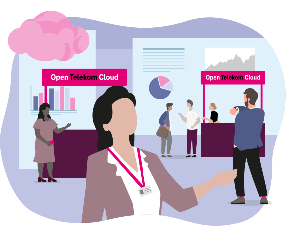 Illustration des Open Telekom Cloud Messestands auf der Digital X