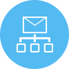 Mail icon with three branching nodes