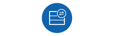 Icon einer Datenbank mit zwei Pfeilen