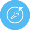 Icon of a key surrounded by a circular arrow