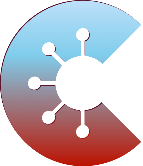 Das Logo der Corona-Warn-App – ein blau-rotes C