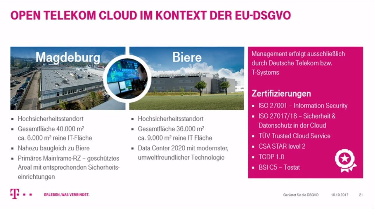 Webcast: Gerüstet für die DSGVO - die Open Telekom Cloud als deutsche Alternative zu US-Clouds