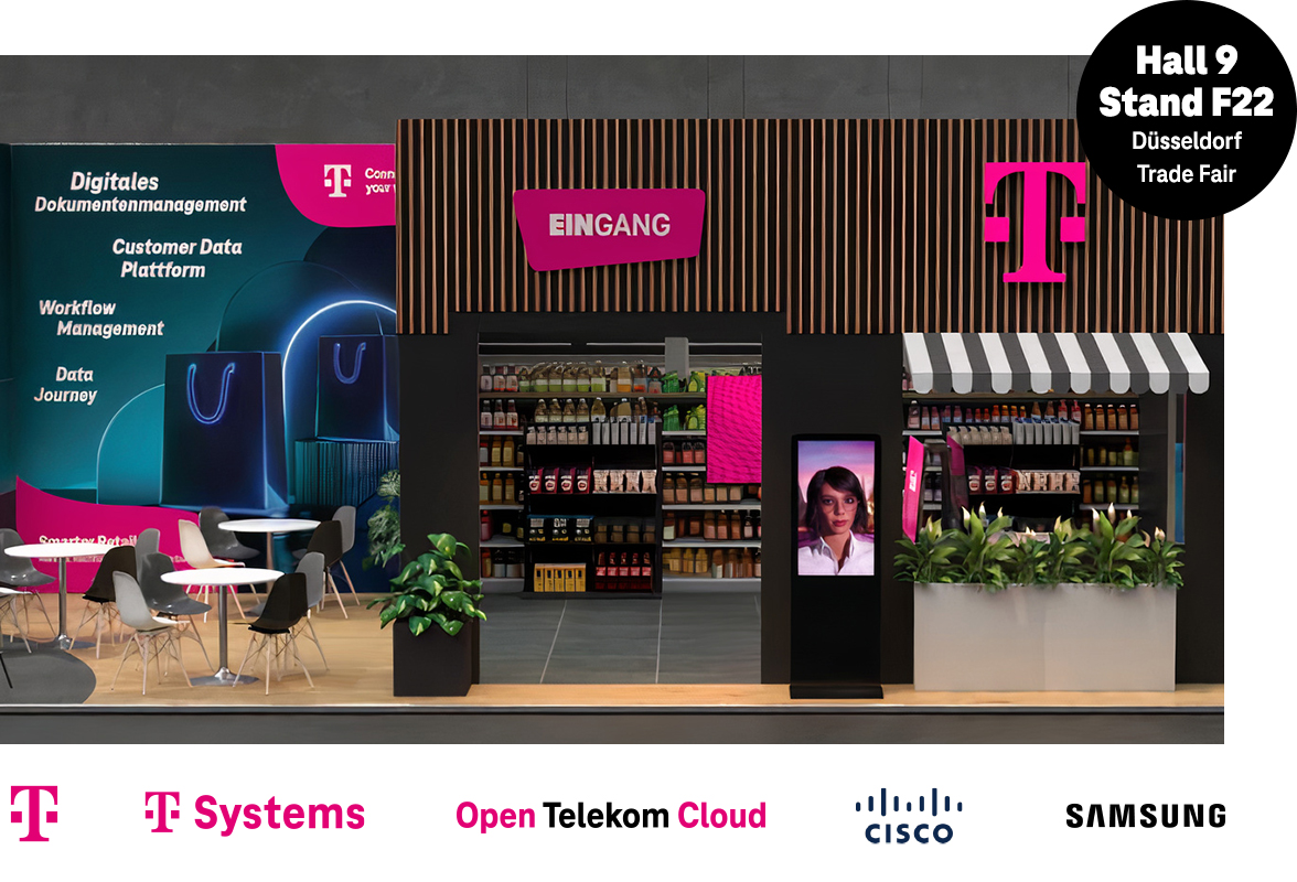 The T-Systems stand at EuroCIS 2024 – in hall 9, stand F22