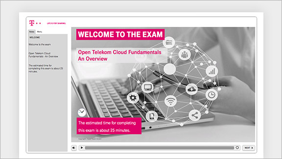 Open Telekom Cloud Zertifizierung: Prüfungsbildschirm