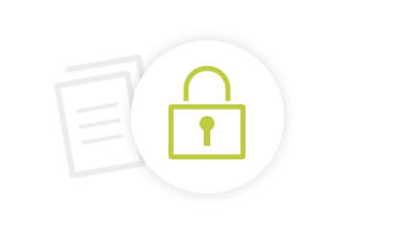 Green lock icon on a white background with grey documents.