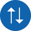 Icon with 2 arrows, one pointing upwards, one pointing downwards