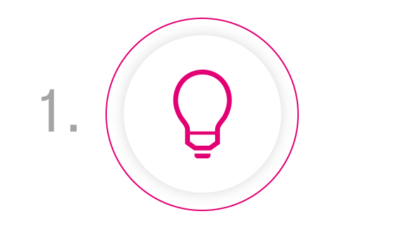 Icon für Schritt 1 mit Glühbirne
