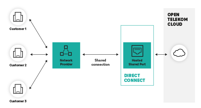 Struktur und Funktion von Direct Connect: Gehosteter gemeinsamer Anschluss