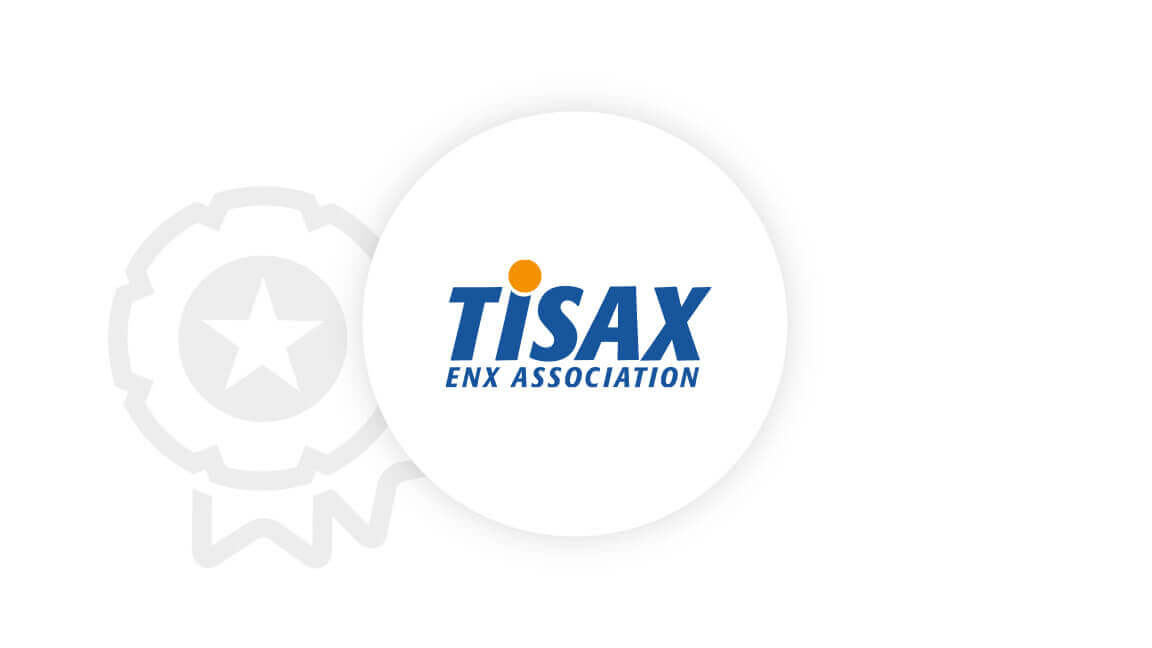 TISAX Logo mit einem Orden im Hintergrund