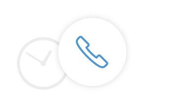 Icon of a phone on white background with a clock.