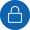 Blue icon with a white security lock